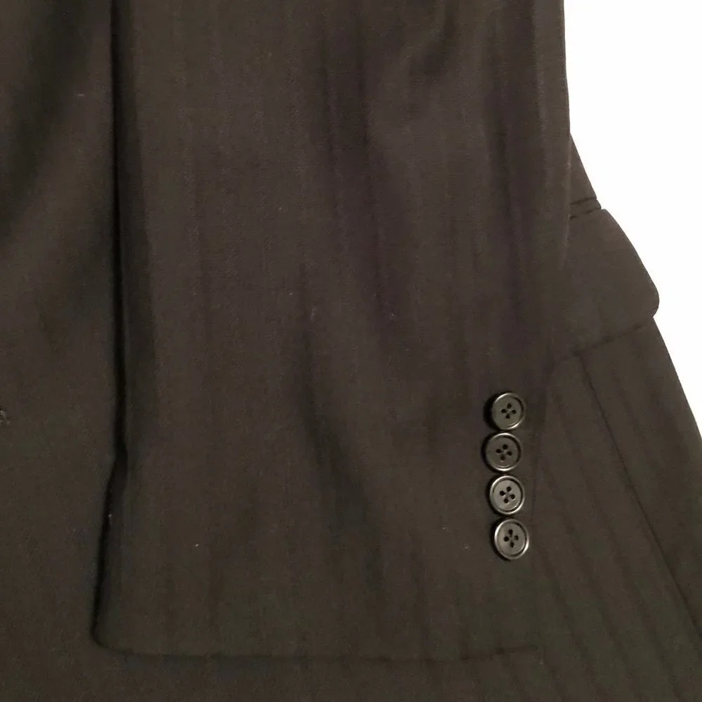 DKNY 40L Black Sport Coat Blazer Jacket Blk on Blk Striped 100% Wool